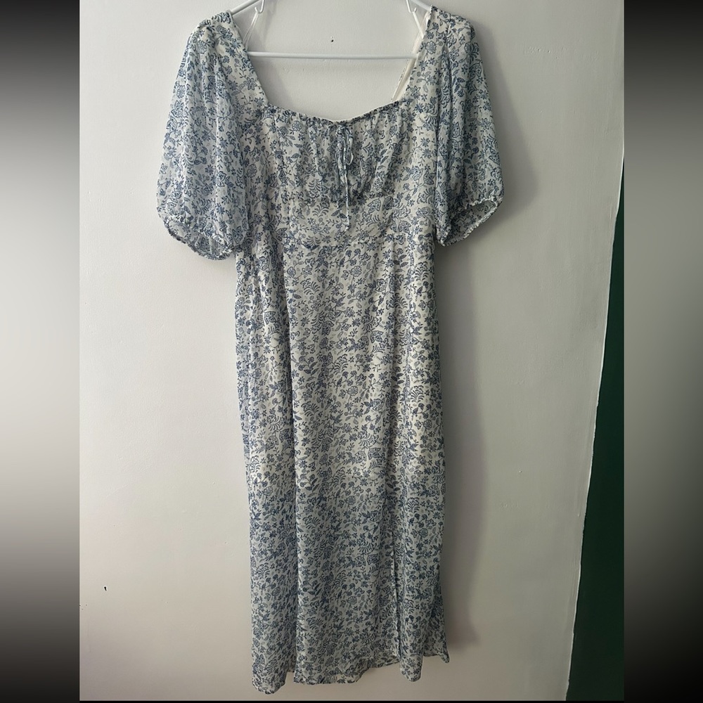 Light blue and white dress
